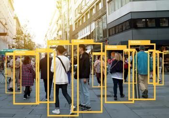 People on the street are analysed by intelligent software programs.